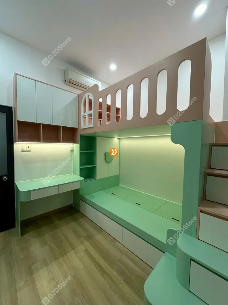 Phòng ngủ giường tầng cho 1 bé trai và 1 bé gái nhà chị Merry - Ảnh 14