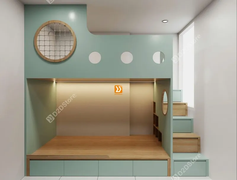 Phòng ngủ giường tầng cho 1 bé gái ngủ cùng bà nhà chị Nguyễn Kiều - Ảnh 2