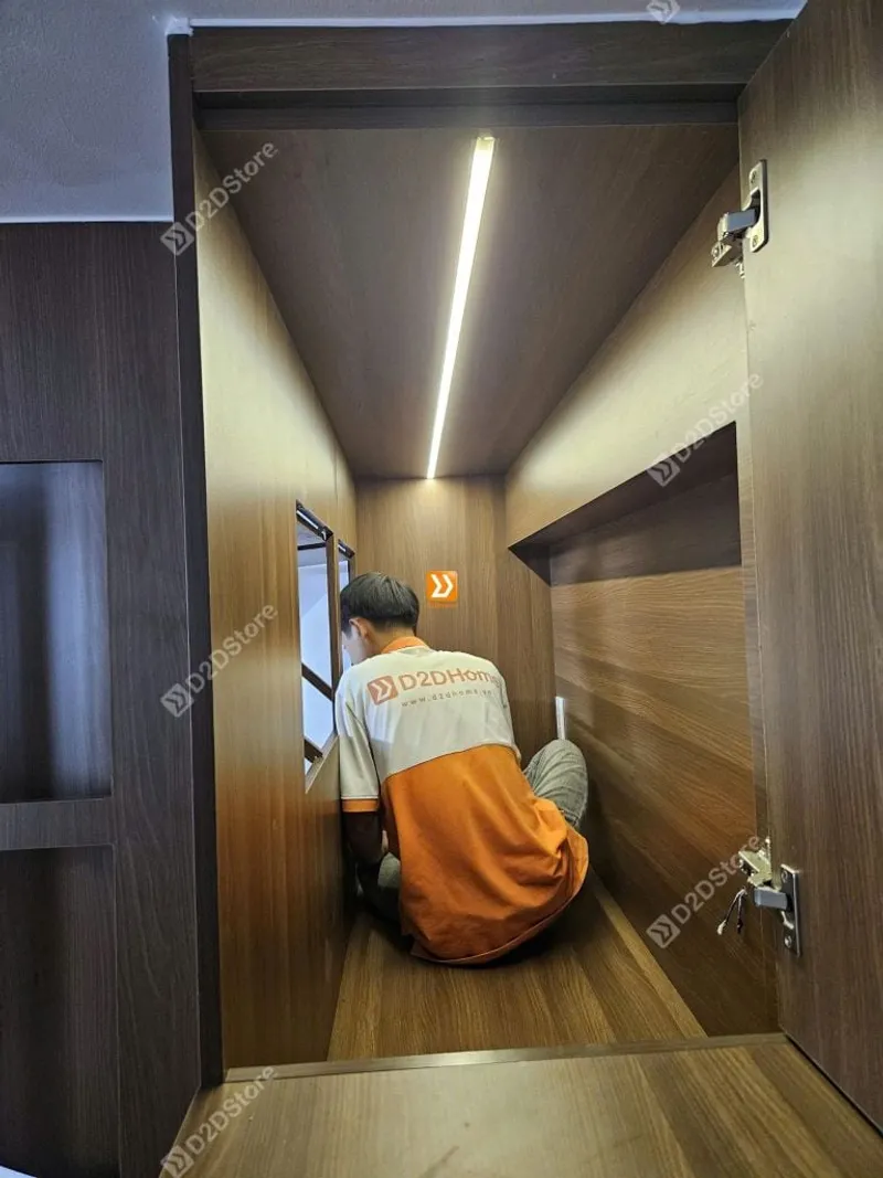 Phòng ngủ giường tầng cho bố mẹ và 1 bé trai nhà anh Nguyễn Nam - Ảnh 5