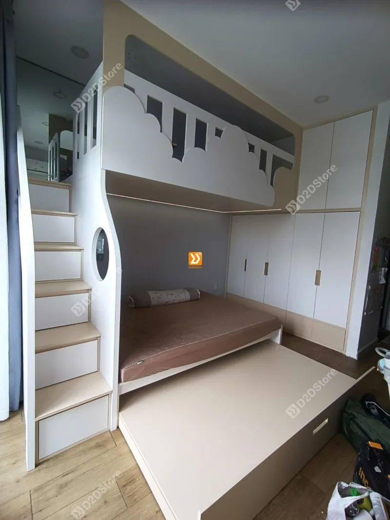 Phòng ngủ giường tầng cho bố mẹ và 2 bé nhà chị Phương Huỳnh - Ảnh 6