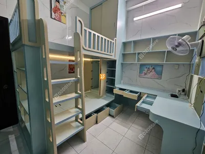 Phòng ngủ giường tầng cho 1 bé trai và 1 bé gái nhà chị Khuê Tú