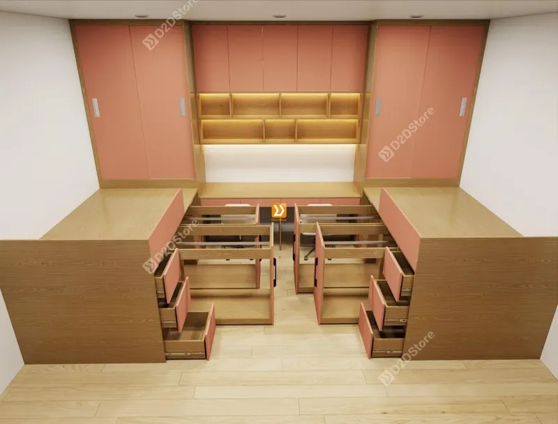 Hệ giường tủ đối xứng cho 2 bé gái nhà chị Kiều Võ - Ảnh 2