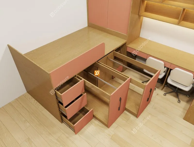 Hệ giường tủ đối xứng cho 2 bé gái nhà chị Kiều Võ - Ảnh 6