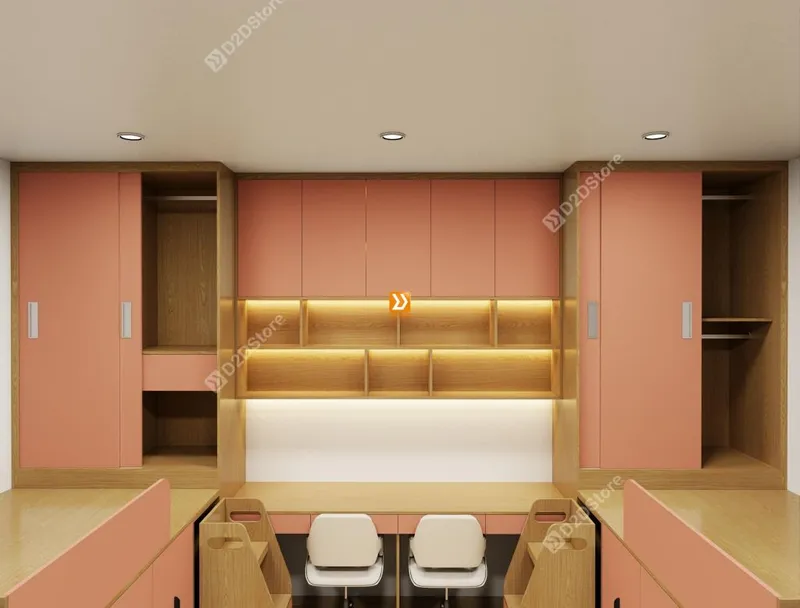 Hệ giường tủ đối xứng cho 2 bé gái nhà chị Kiều Võ - Ảnh 7