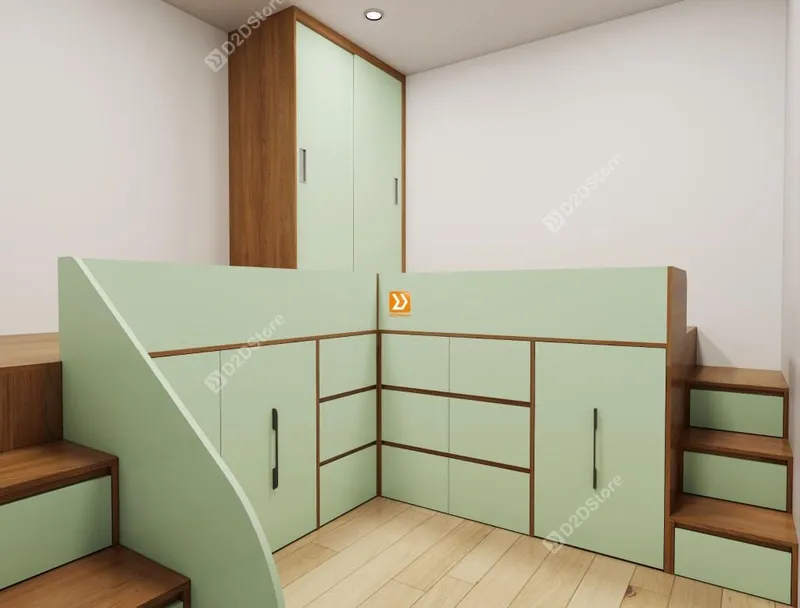 Hệ giường tủ đối xứng cho 2 bé trai nhà anh Vũ - Ảnh 3