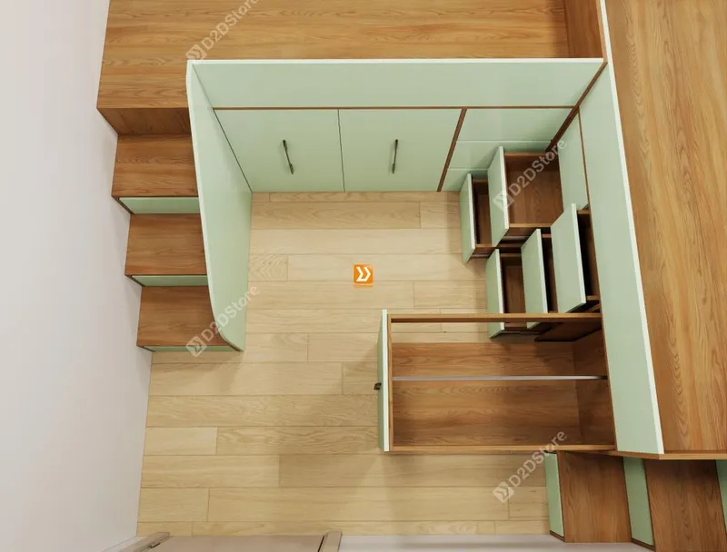 Hệ giường tủ đối xứng cho 2 bé trai nhà anh Vũ - Ảnh 5