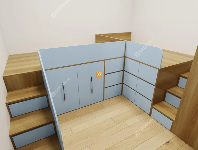 Hệ giường tủ đối xứng cho 2 bé trai nhà anh Hoàng Anh - Ảnh 4