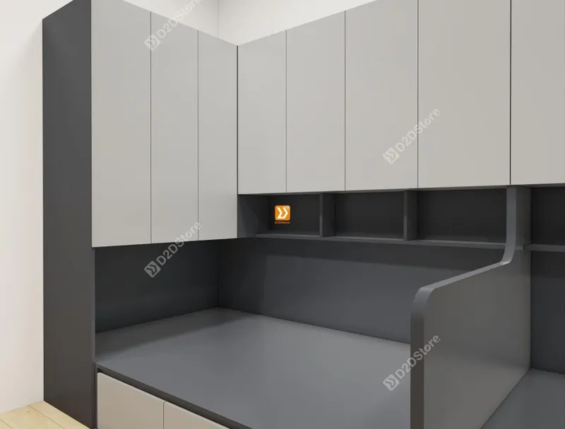 Hệ giường tủ đối xứng cho 2 bé nhà anh Lâm - Ảnh 5