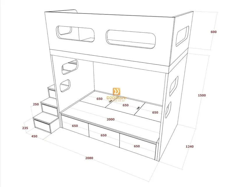 Hệ giường tầng tiêu chuẩn HGT.TC01 - Ảnh 2