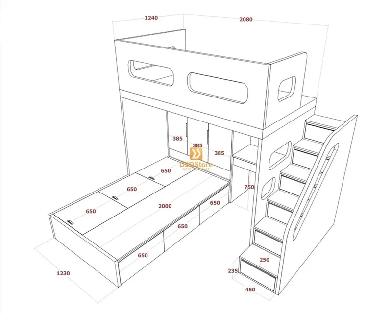 Hệ giường tầng tiêu chuẩn HGT.TC03 - Ảnh 2