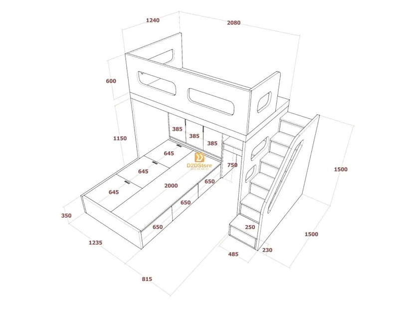 Hệ giường tầng tiêu chuẩn HGT.TC03 - Ảnh 4