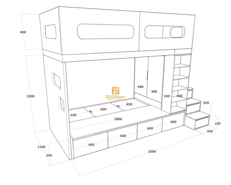 Hệ giường tầng tiêu chuẩn HGT.TC05 - Ảnh 2