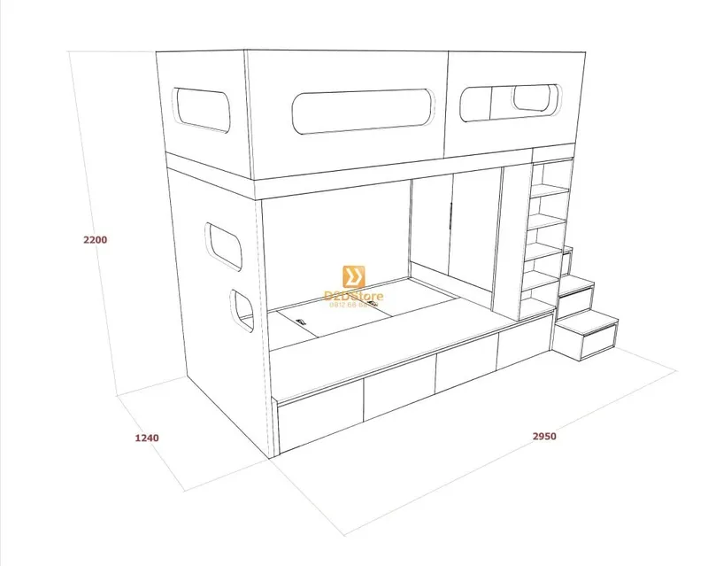 Hệ giường tầng tiêu chuẩn HGT.TC05 - Ảnh 4