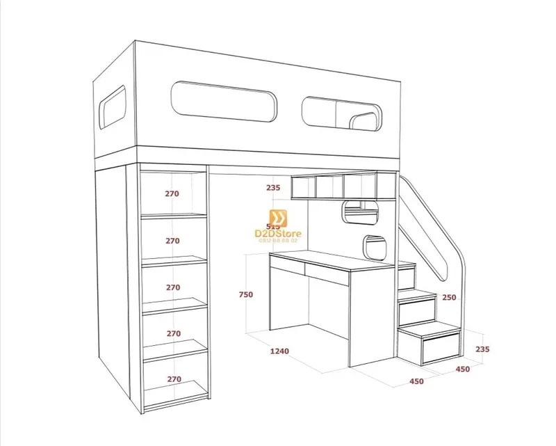 Hệ giường tầng tiêu chuẩn HGT.TC06 - Ảnh 4