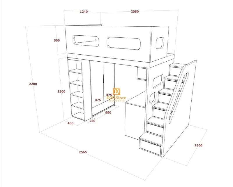 Hệ giường tầng tiêu chuẩn HGT.TC06 - Ảnh 2
