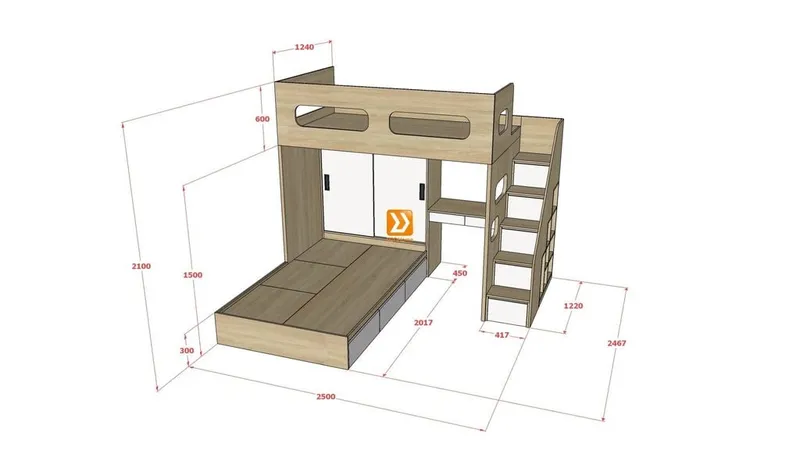 Hệ giường tầng tiêu chuẩn HGT.TC11 - Ảnh 2
