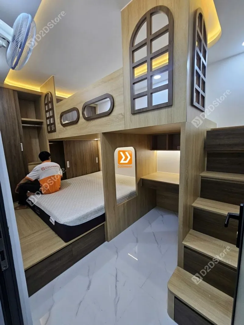 Phòng ngủ giường tầng cho bố mẹ và 1 bé trai nhà anh Hữu Nguyên - Ảnh 9