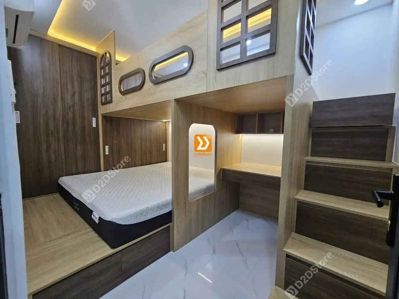 Phòng ngủ giường tầng cho bố mẹ và 1 bé trai nhà anh Hữu Nguyên - Ảnh 11