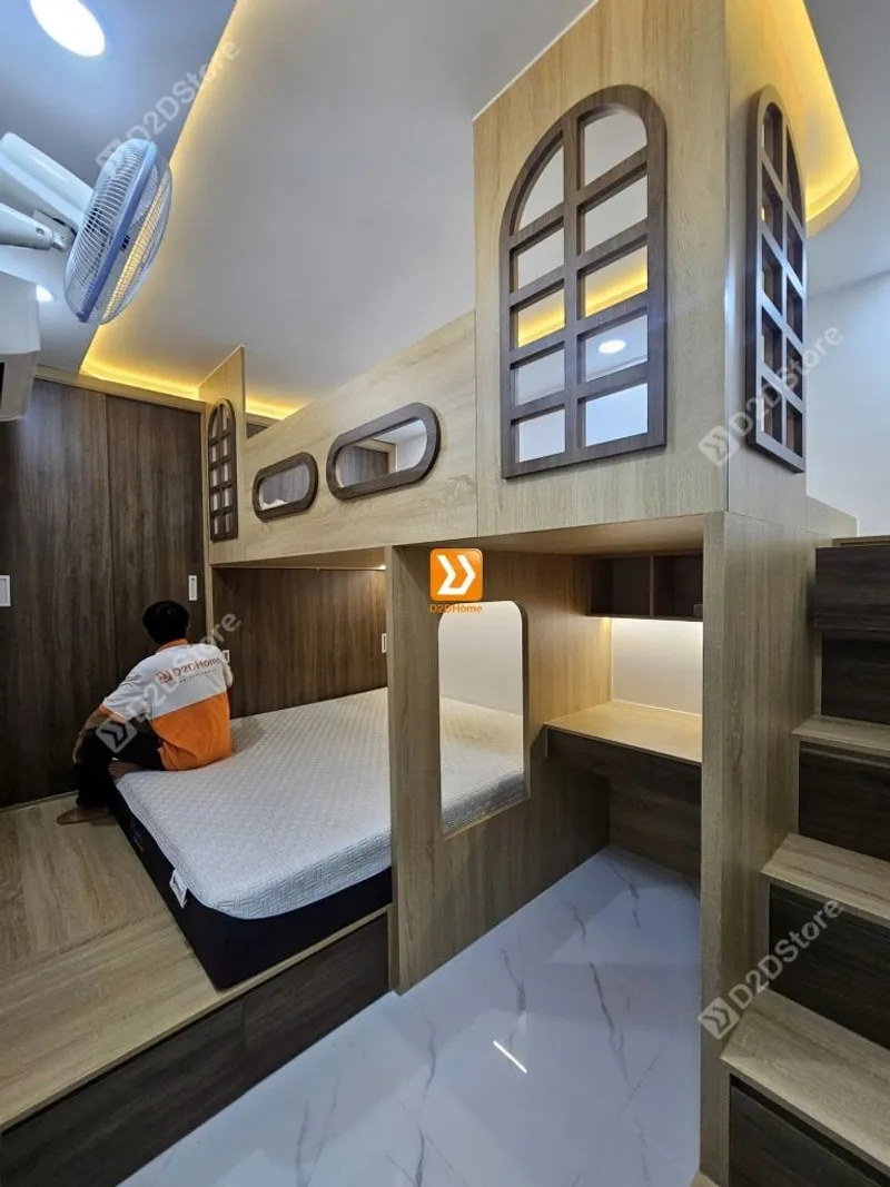 Phòng ngủ giường tầng cho bố mẹ và 1 bé trai nhà anh Hữu Nguyên - Ảnh 12