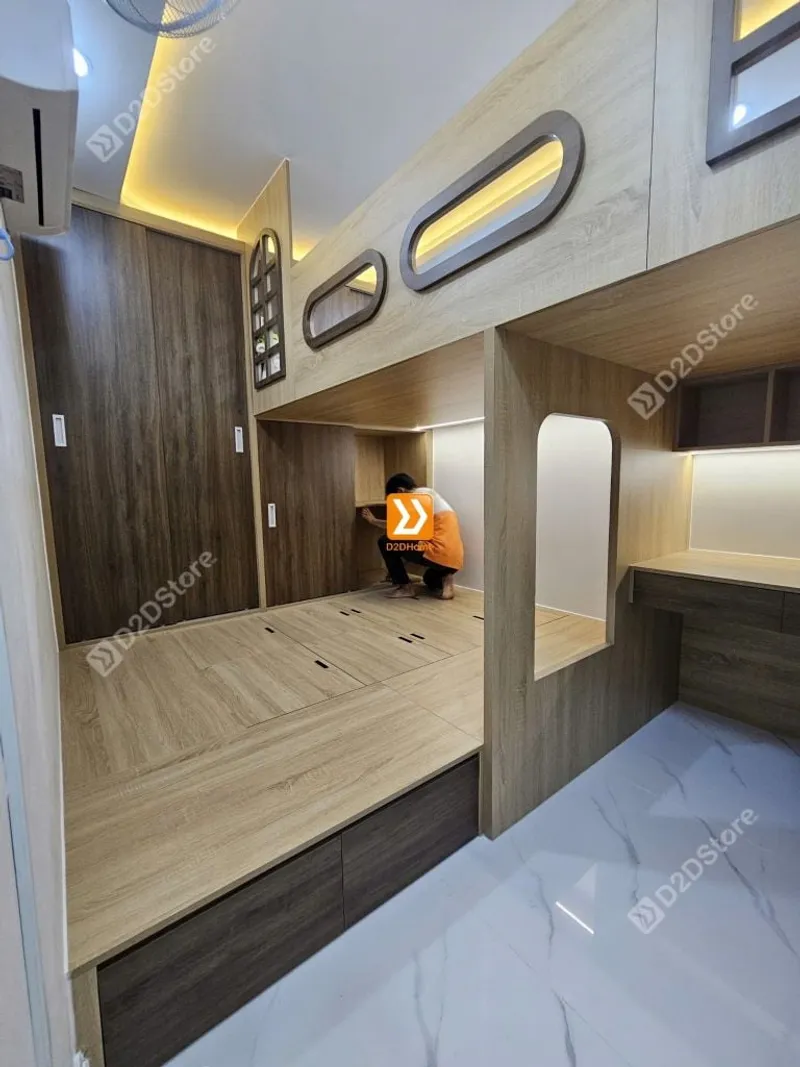Phòng ngủ giường tầng cho bố mẹ và 1 bé trai nhà anh Hữu Nguyên - Ảnh 13