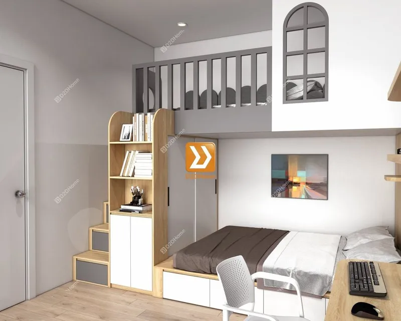 Phòng ngủ giường tầng 2 bé trai nhà chị Nhi - Ảnh 3