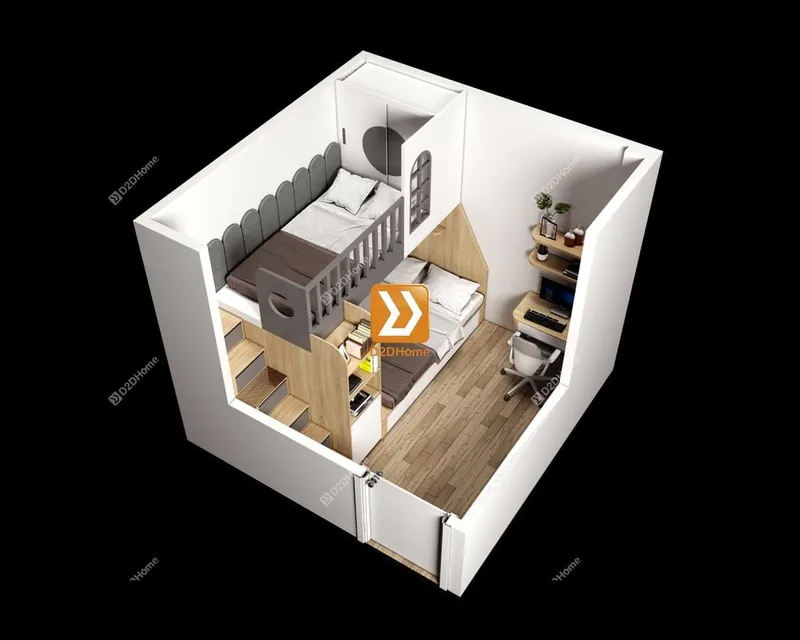 Phòng ngủ giường tầng 2 bé trai nhà chị Nhi - Ảnh 4