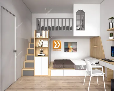 Phòng ngủ giường tầng 2 bé trai nhà chị Nhi