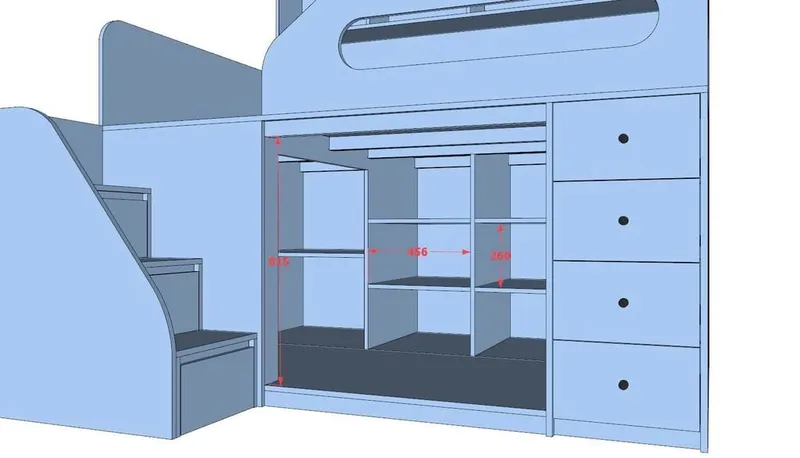 Giường thông minh tích hợp nhiều công năng tủ áo ngăn kéo kệ sách mã GTM.DN01 - Ảnh 6