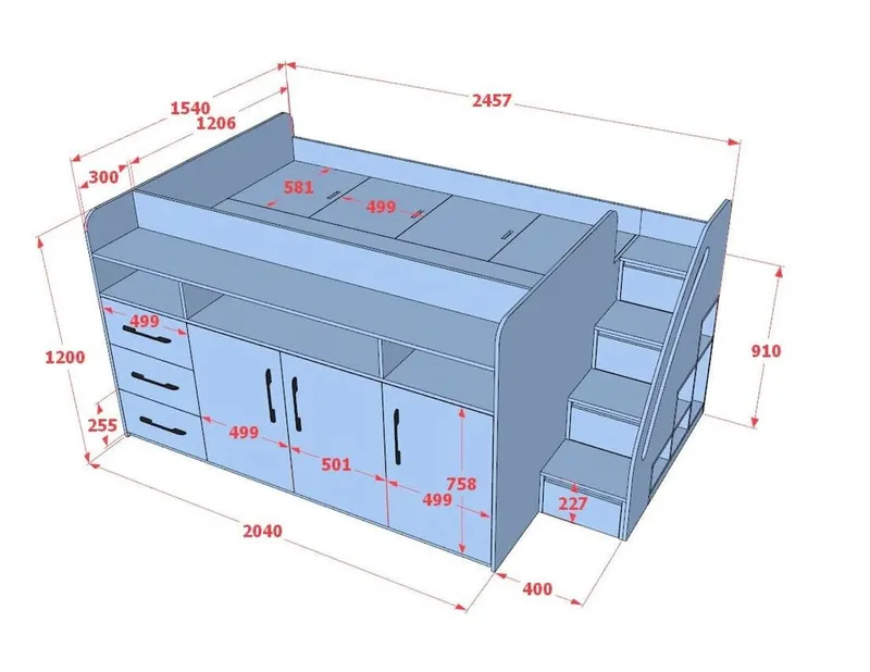 Giường thông minh tích hợp tủ và kệ sách có cầu thang mã GTM.KS01 - Ảnh 2