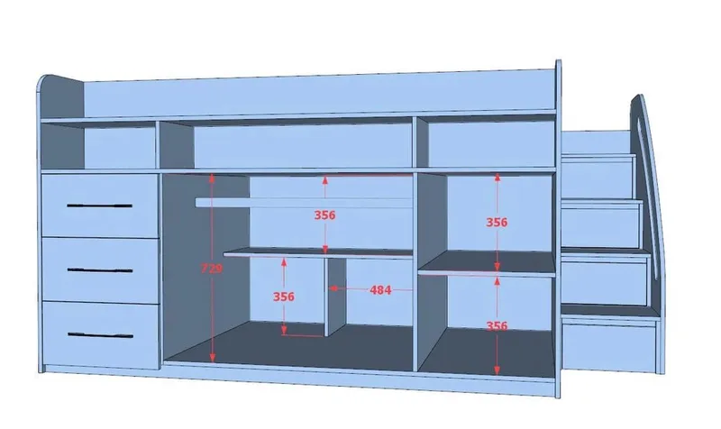 Giường thông minh tích hợp tủ và kệ sách có cầu thang mã GTM.KS01 - Ảnh 3