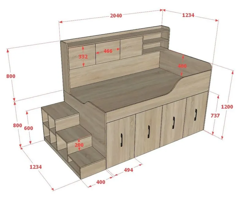 Giường đa năng nhiều tủ lưu trữ BC.GDN25 - Ảnh 2
