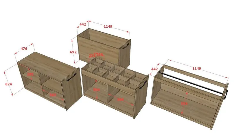 Giường thông minh tích hợp 4 tủ ngăn kéo dưới giường tiện ích có cầu thang cao 82cm mã GTM.CCT82 - Ảnh 3