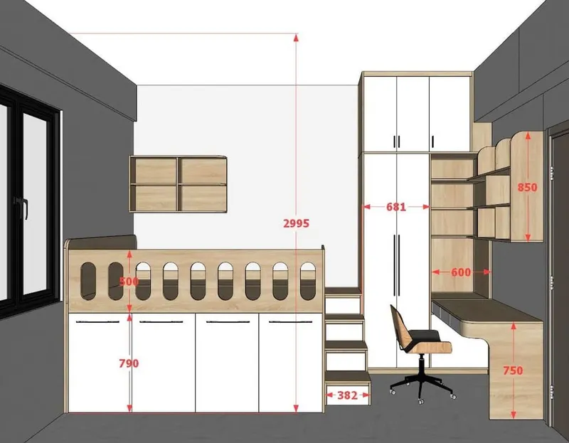 Phòng ngủ cho bé với hệ giường tủ bàn kết hợp nhà chị Sâm - Ảnh 2
