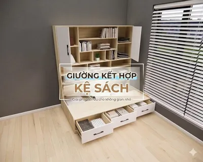 Giường kết hợp kệ sách