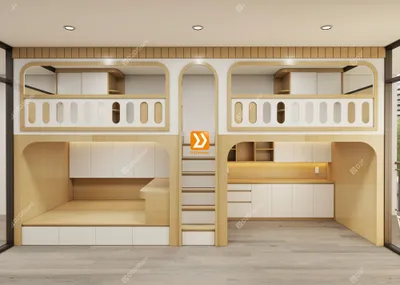 Phòng ngủ giường tầng cho 3 bé nhà chị Anh Trương