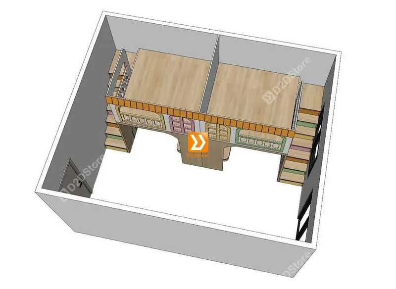 Phòng ngủ giường tầng đối xứng cho 2 bé gái nhà chị Cẩm - Ảnh 7